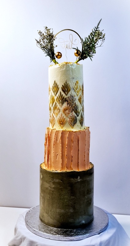 Gold Leaf, three tiers, a bespoke Gourmet Cake by Cakes Designs 3NL