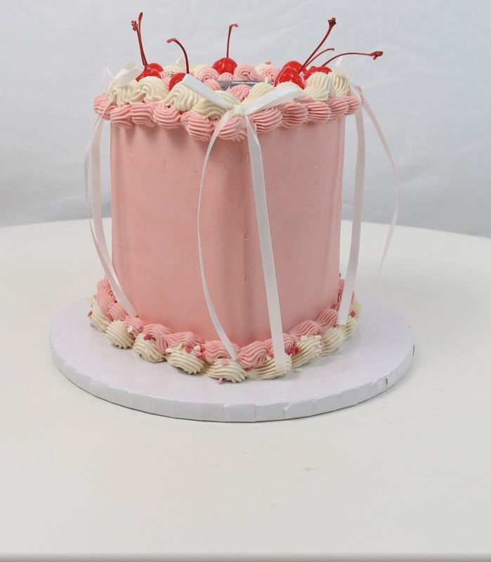 Cherries & Ribbons Heart, angled view, a bespoke Gourmet Cake by Cakes Designs 3NL